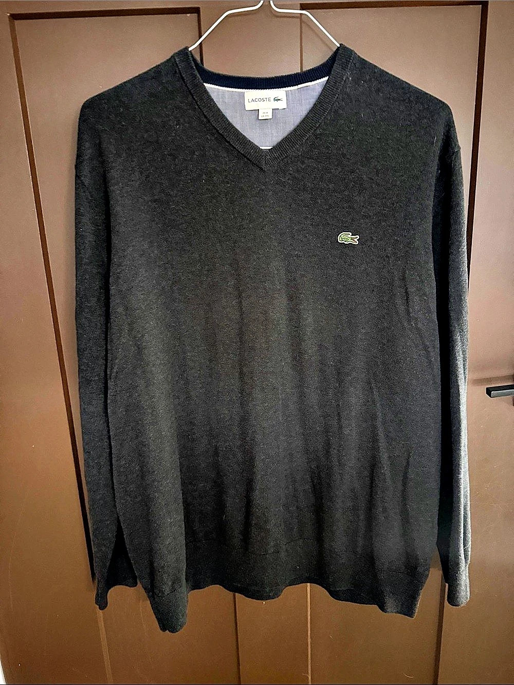Lacoste Men's Regular-Fit Solid V-Neck Sweater Black 3XL